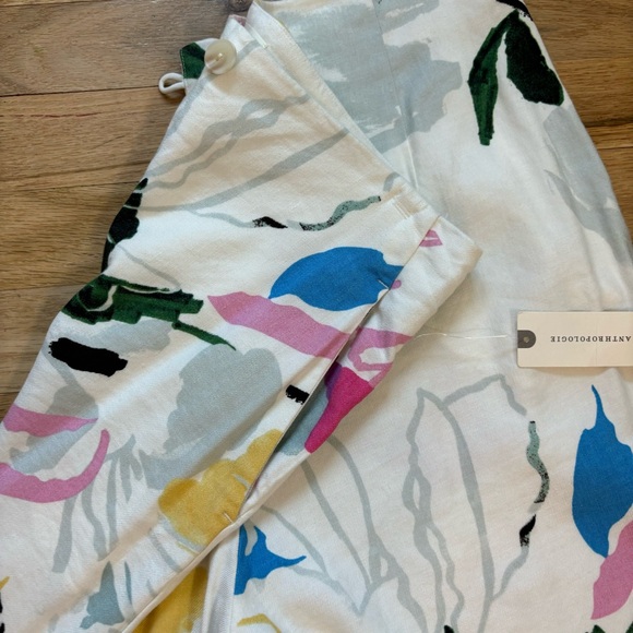 Anthropologie Maeve Colette Wide Leg Cropped Pants NWT Ivory Floral Size Medium - Picture 9 of 15